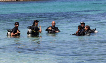 Skill training from the shore on one of our beautiful Port Barton Island.